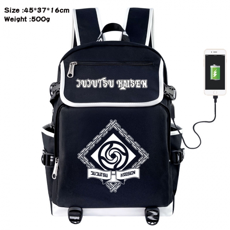 Jujutsu Kaisen Anime Flip Data Cable USB Backpack School Bag 45X37X16CM