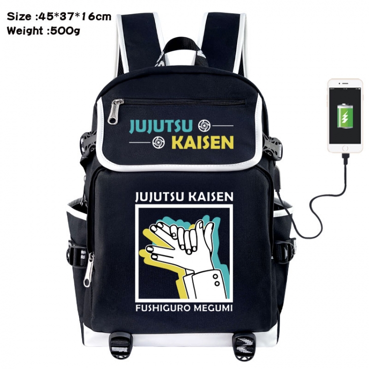 Jujutsu Kaisen Anime Flip Data Cable USB Backpack School Bag 45X37X16CM