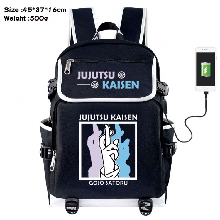 Jujutsu Kaisen Anime Flip Data Cable USB Backpack School Bag 45X37X16CM