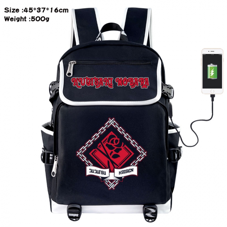 Jujutsu Kaisen Anime Flip Data Cable USB Backpack School Bag 45X37X16CM