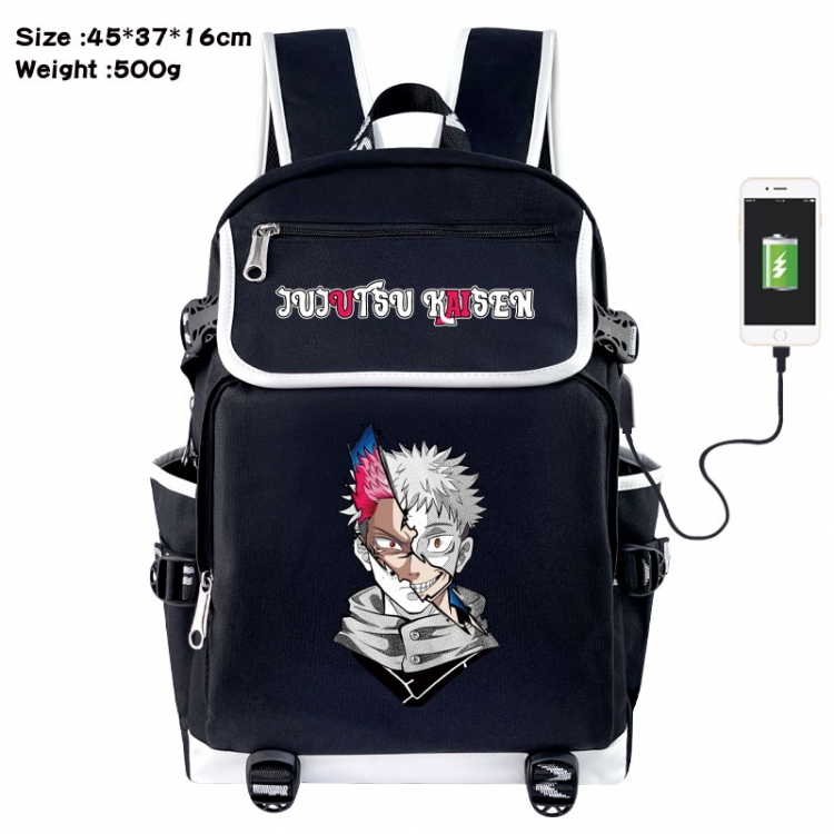 Jujutsu Kaisen Anime Flip Data Cable USB Backpack School Bag 45X37X16CM