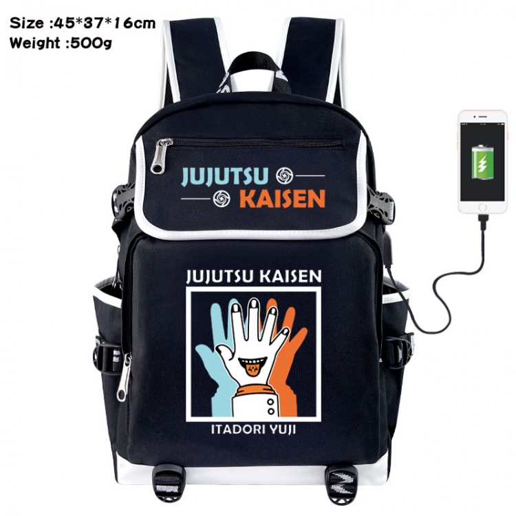 Jujutsu Kaisen Anime Flip Data Cable USB Backpack School Bag 45X37X16CM