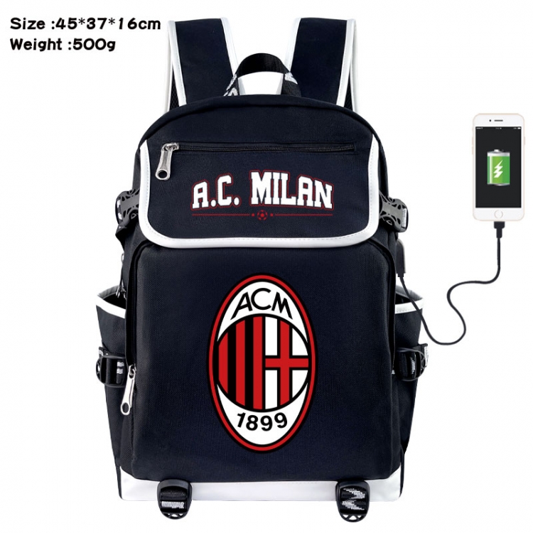 Football Anime Flip Data Cable USB Backpack School Bag 45X37X16CM