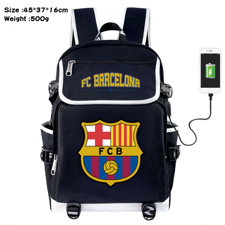 Football Anime Flip Data Cable USB Backpack School Bag 45X37X16CM