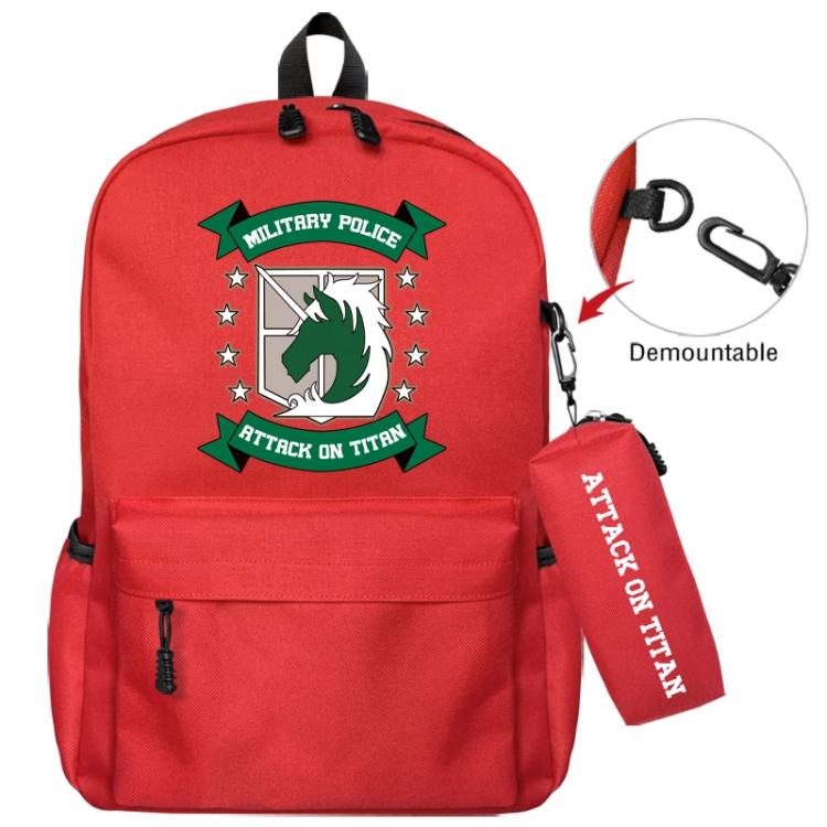 Shingeki no Kyojin Animation backpack schoolbag+small pen bag school bag 43X35X12CM