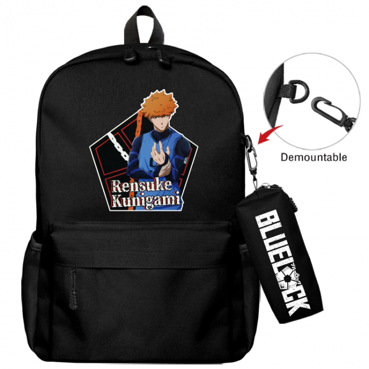 BLUE LOCK  Animation backpack schoolbag+small pen bag school bag 43X35X12CM