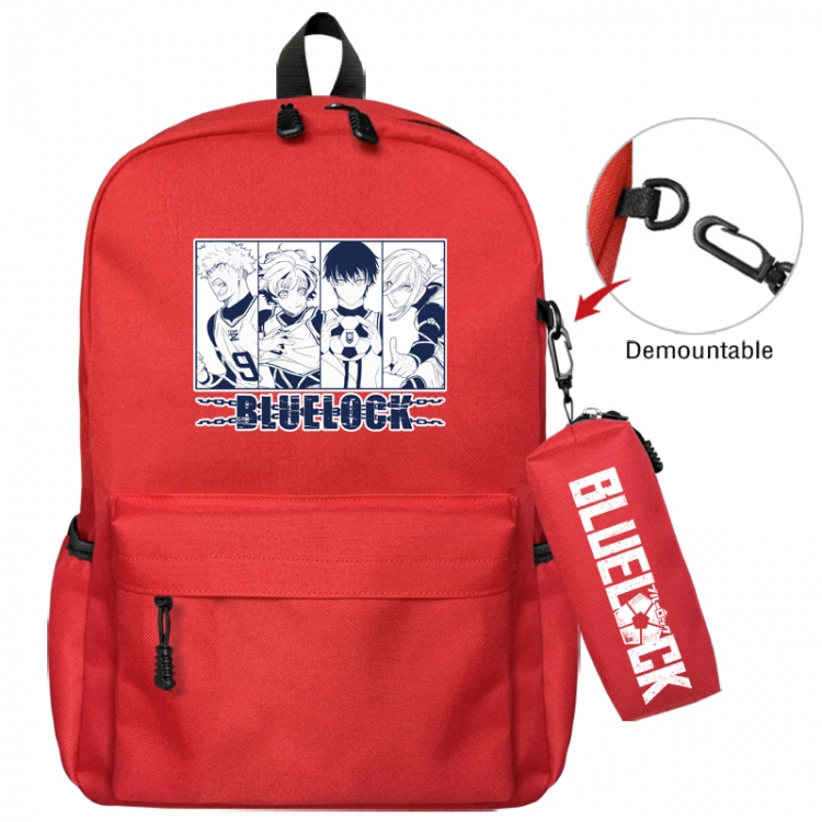 BLUE LOCK  Animation backpack schoolbag+small pen bag school bag 43X35X12CM