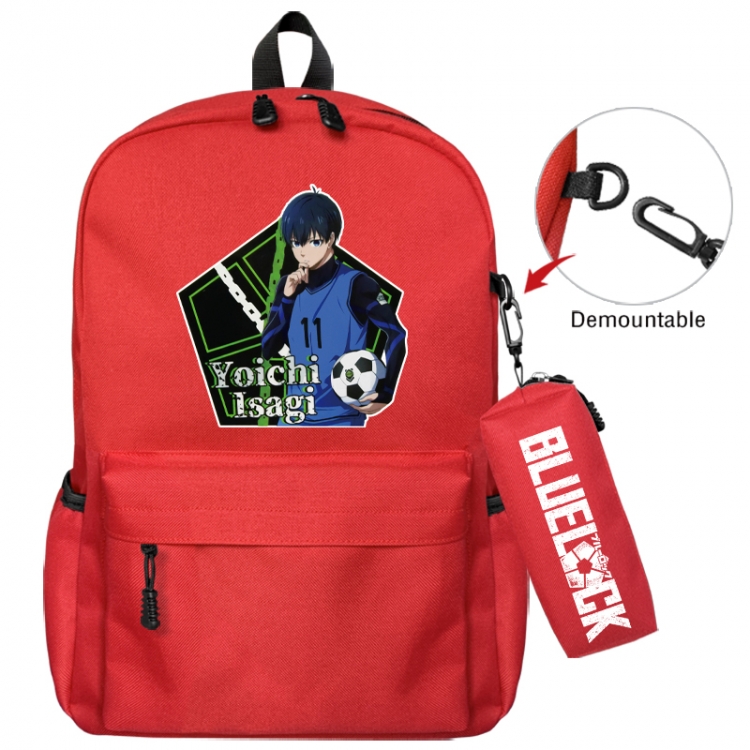 BLUE LOCK  Animation backpack schoolbag+small pen bag school bag 43X35X12CM