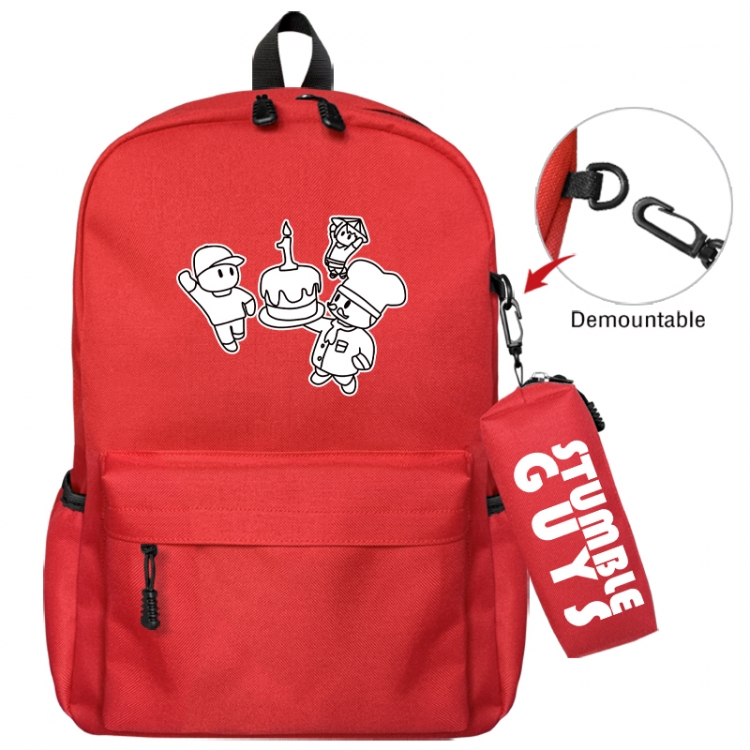 Fall Guys: Ultimate Knockout Animation backpack schoolbag+small pen bag school bag 43X35X12CM