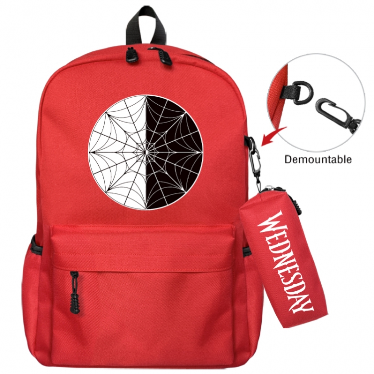 Wednesday Animation backpack schoolbag+small pen bag school bag 43X35X12CM