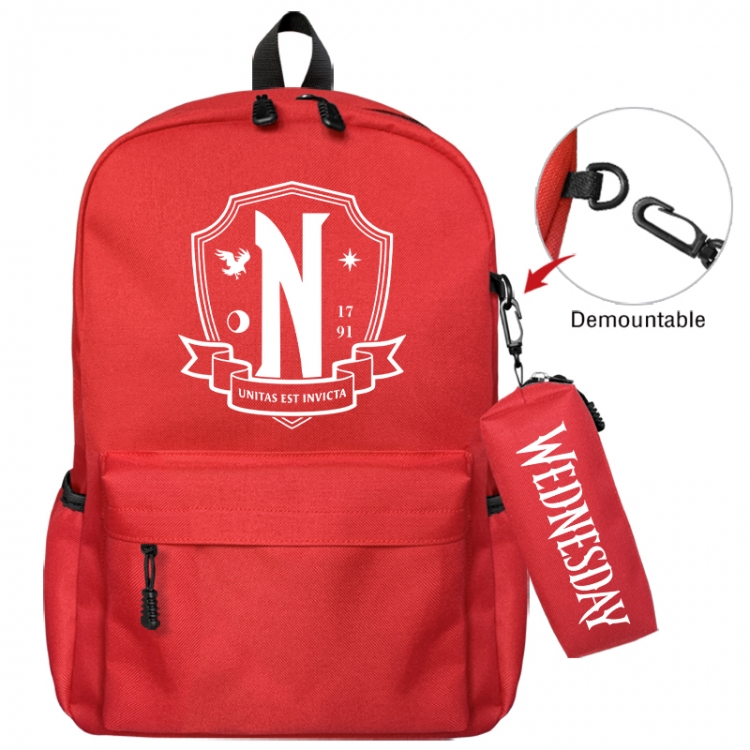 Wednesday Animation backpack schoolbag+small pen bag school bag 43X35X12CM
