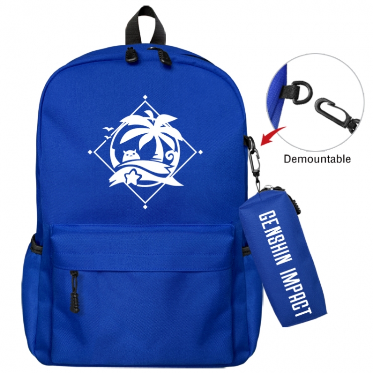 Genshin Impact Animation backpack schoolbag+small pen bag school bag 43X35X12CM