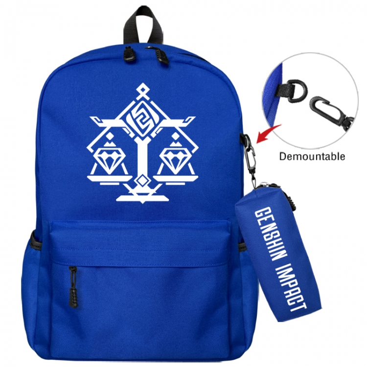 Genshin Impact Animation backpack schoolbag+small pen bag school bag 43X35X12CM