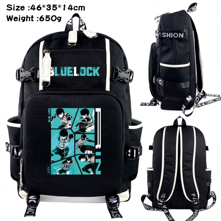 BLUE LOCK Data USB backpack Cartoon printed student backpack 46X35X14CM 650G