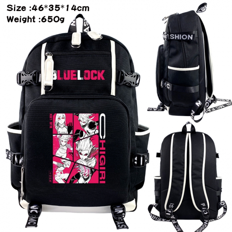 BLUE LOCK Data USB backpack Cartoon printed student backpack 46X35X14CM 650G