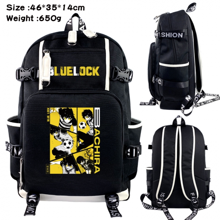 BLUE LOCK Data USB backpack Cartoon printed student backpack 46X35X14CM 650G