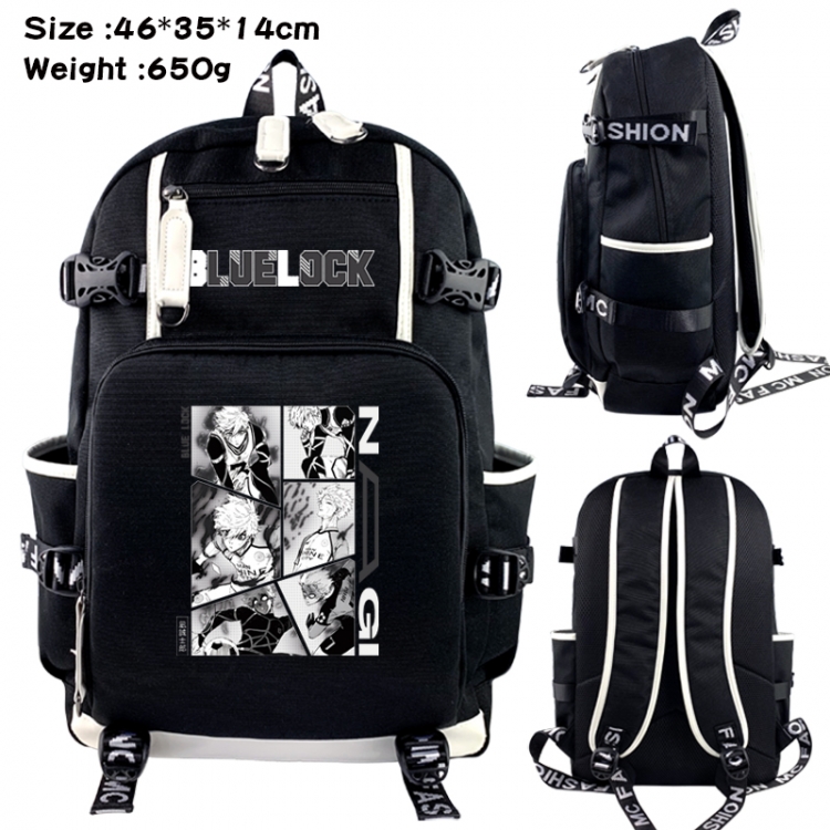 BLUE LOCK Data USB backpack Cartoon printed student backpack 46X35X14CM 650G