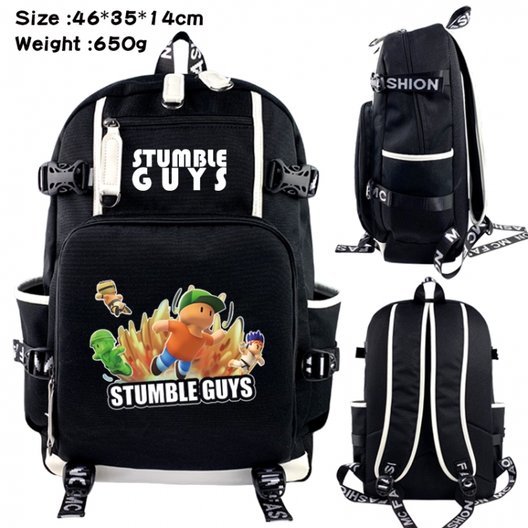 Fall Guys: Ultimate Knockout Data USB backpack Cartoon printed student backpack 46X35X14CM 650G