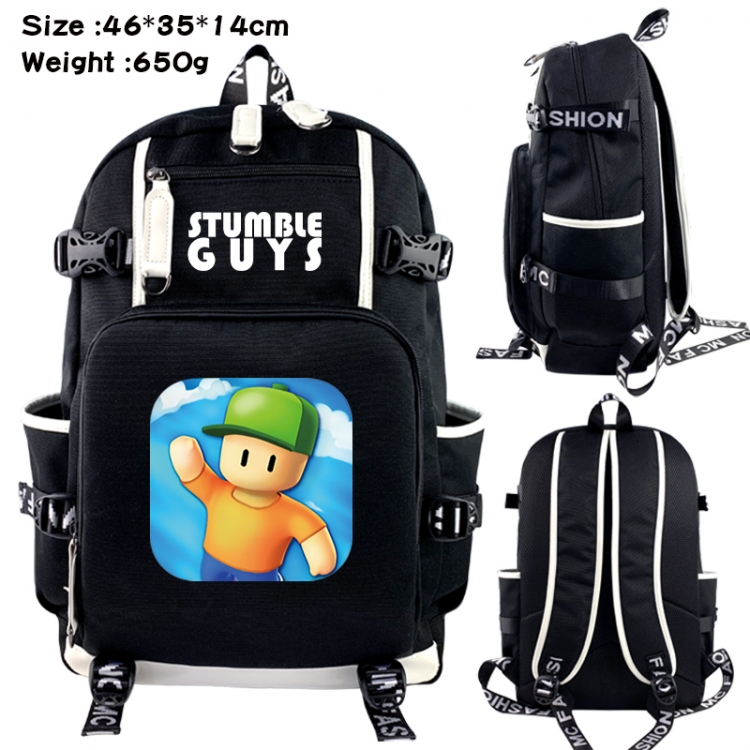 Fall Guys: Ultimate Knockout Data USB backpack Cartoon printed student backpack 46X35X14CM 650G