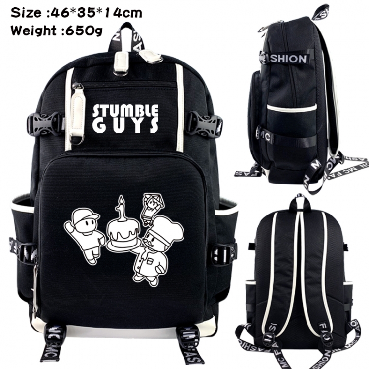 Fall Guys: Ultimate Knockout Data USB backpack Cartoon printed student backpack 46X35X14CM 650G