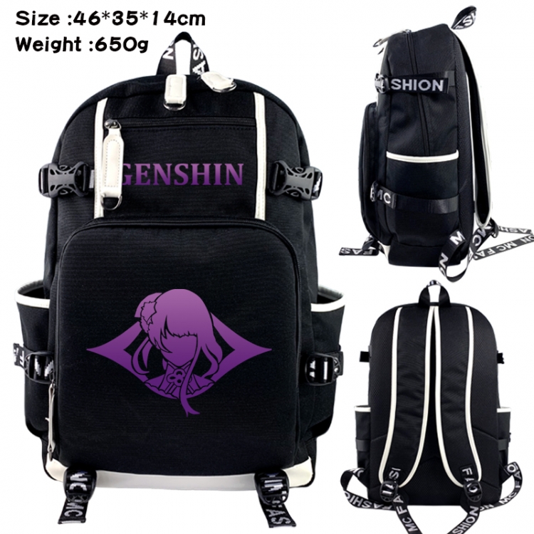 Genshin Impact Data USB backpack Cartoon printed student backpack 46X35X14CM 650G