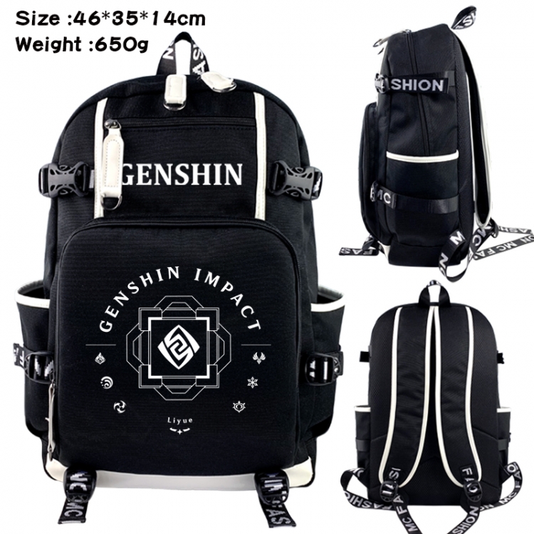 Genshin Impact Data USB backpack Cartoon printed student backpack 46X35X14CM 650G