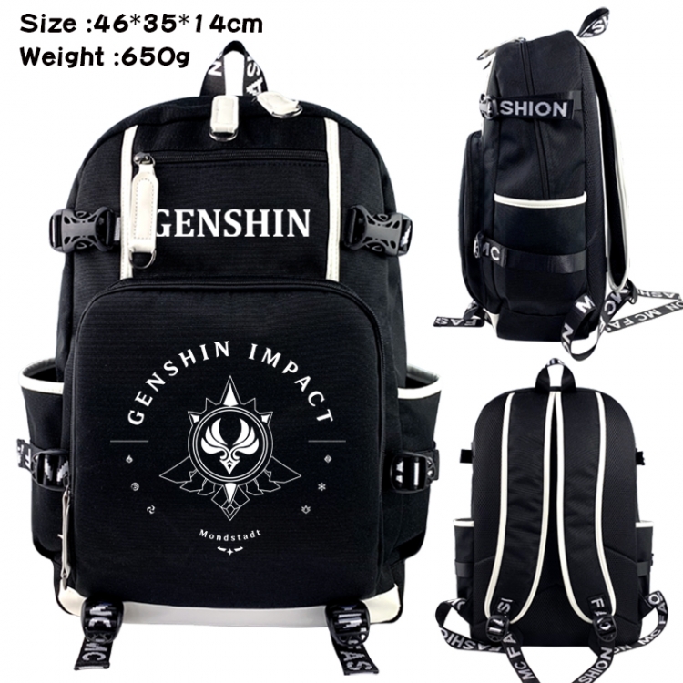 Genshin Impact Data USB backpack Cartoon printed student backpack 46X35X14CM 650G