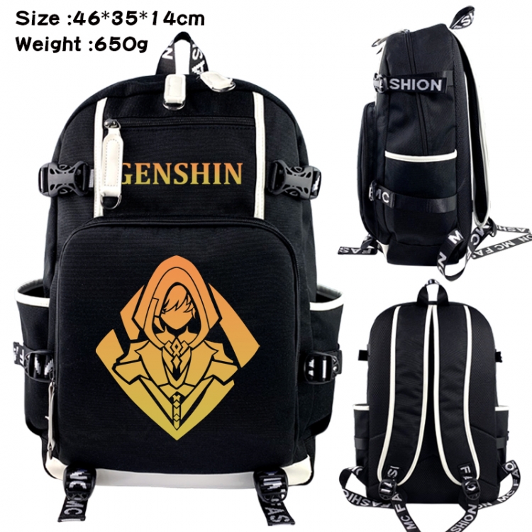 Genshin Impact Data USB backpack Cartoon printed student backpack 46X35X14CM 650G