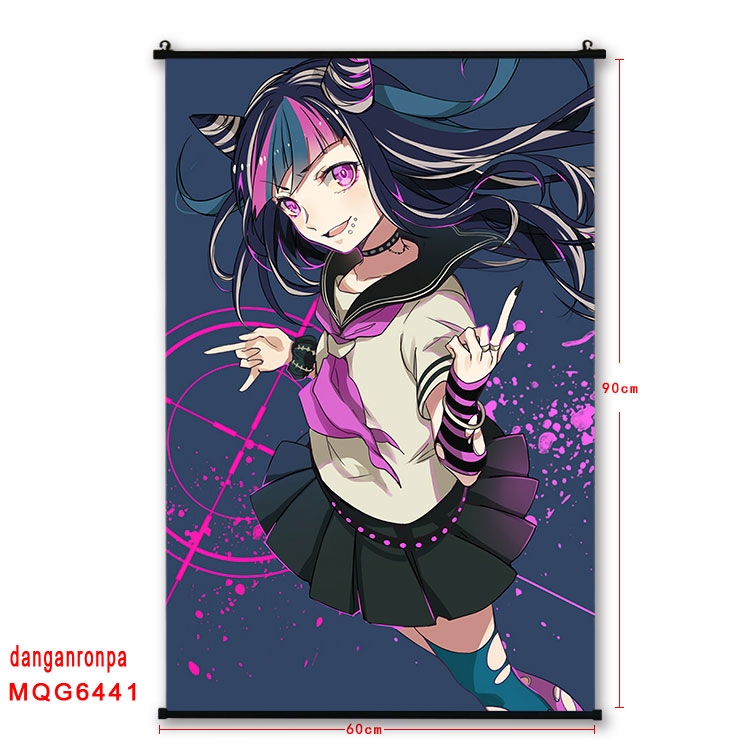 Dangan-Ronpa Anime black Plastic rod Cloth painting Wall Scroll 60X90CM MQG-6441