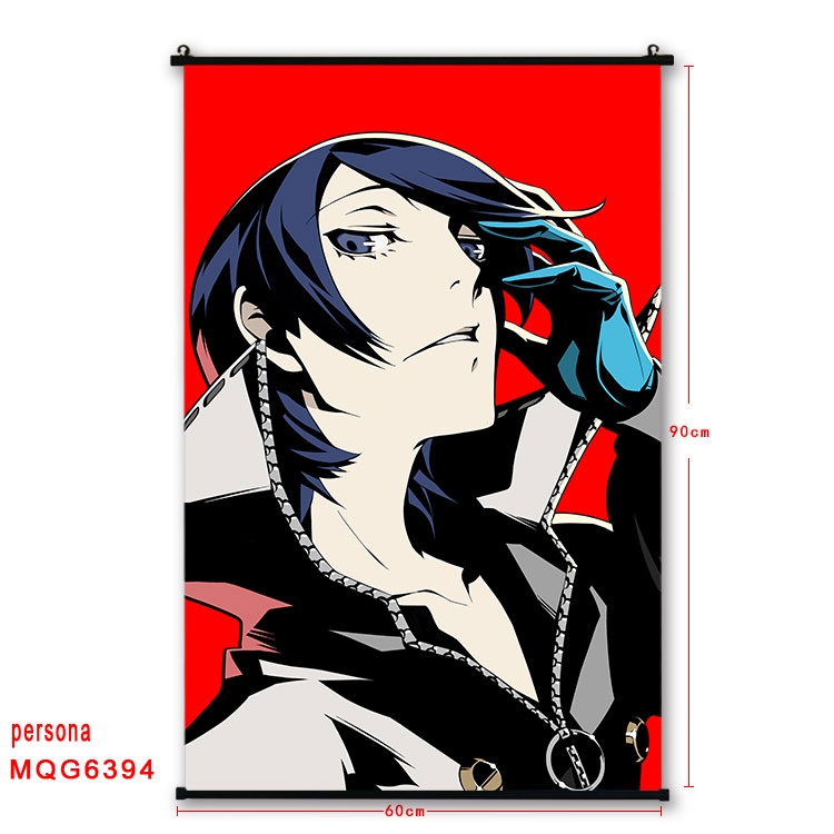 Megami Ibunroku Persona Anime black Plastic rod Cloth painting Wall Scroll 60X90CM  MQG-6394