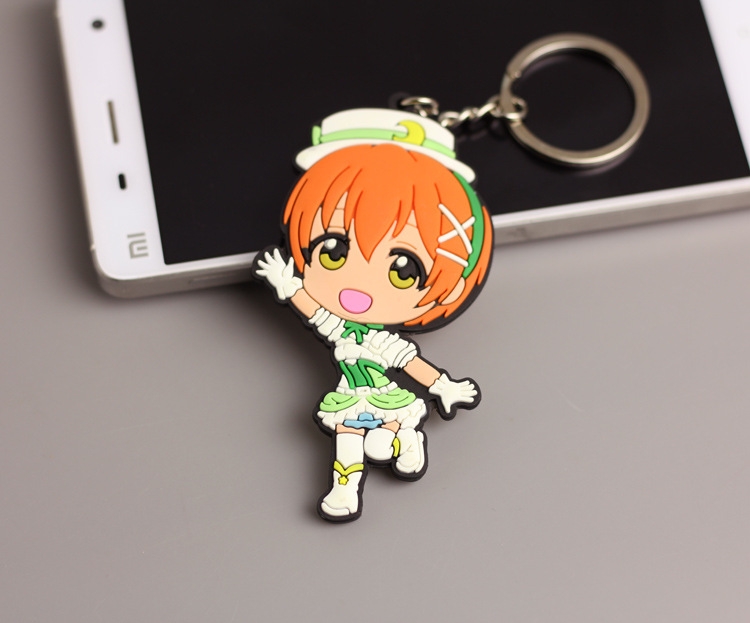 Lovelive Anime peripheral double-sided soft rubber keychain PVC pendant 6-8cm price for 5 pcs