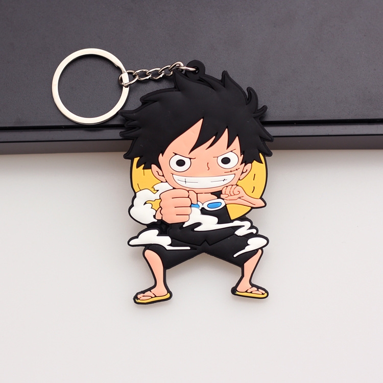 One Piece Anime peripheral double-sided soft rubber keychain PVC pendant 6-8cm price for 5 pcs