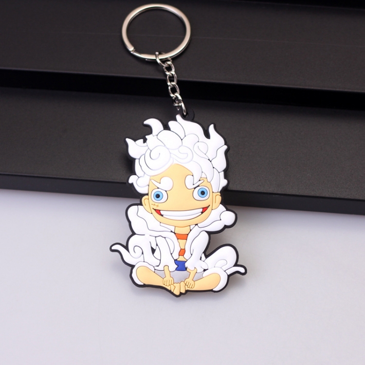 One Piece Anime peripheral double-sided soft rubber keychain PVC pendant 6-8cm price for 5 pcs