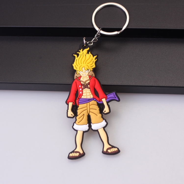 One Piece Anime peripheral double-sided soft rubber keychain PVC pendant 6-8cm price for 5 pcs