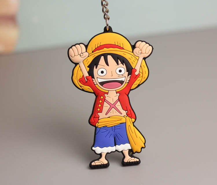 One Piece Anime peripheral double-sided soft rubber keychain PVC pendant 6-8cm price for 5 pcs