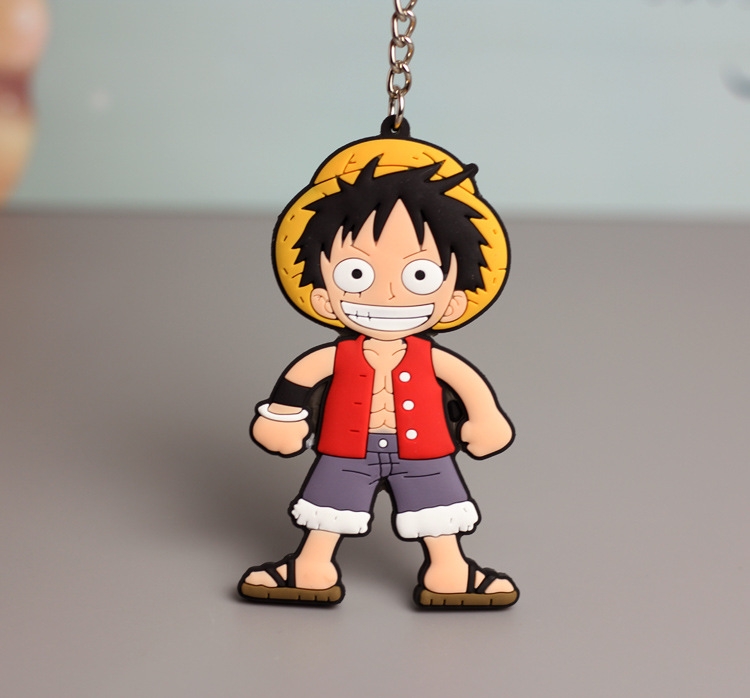 One Piece Anime peripheral double-sided soft rubber keychain PVC pendant 6-8cm price for 5 pcs