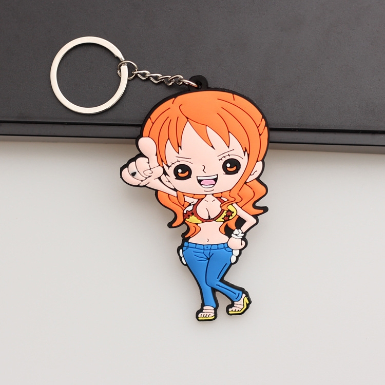 One Piece Anime peripheral double-sided soft rubber keychain PVC pendant 6-8cm price for 5 pcs