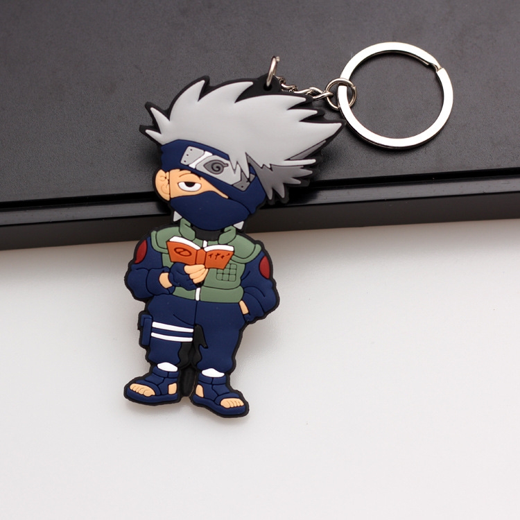 Naruto Anime peripheral double-sided soft rubber keychain PVC pendant 6-8cm price for 5 pcs