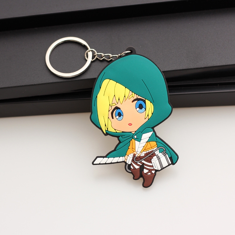 Shingeki no Kyojin Anime peripheral double-sided soft rubber keychain PVC pendant 6-8cm price for 5 pcs