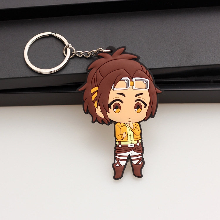 Shingeki no Kyojin Anime peripheral double-sided soft rubber keychain PVC pendant 6-8cm price for 5 pcs