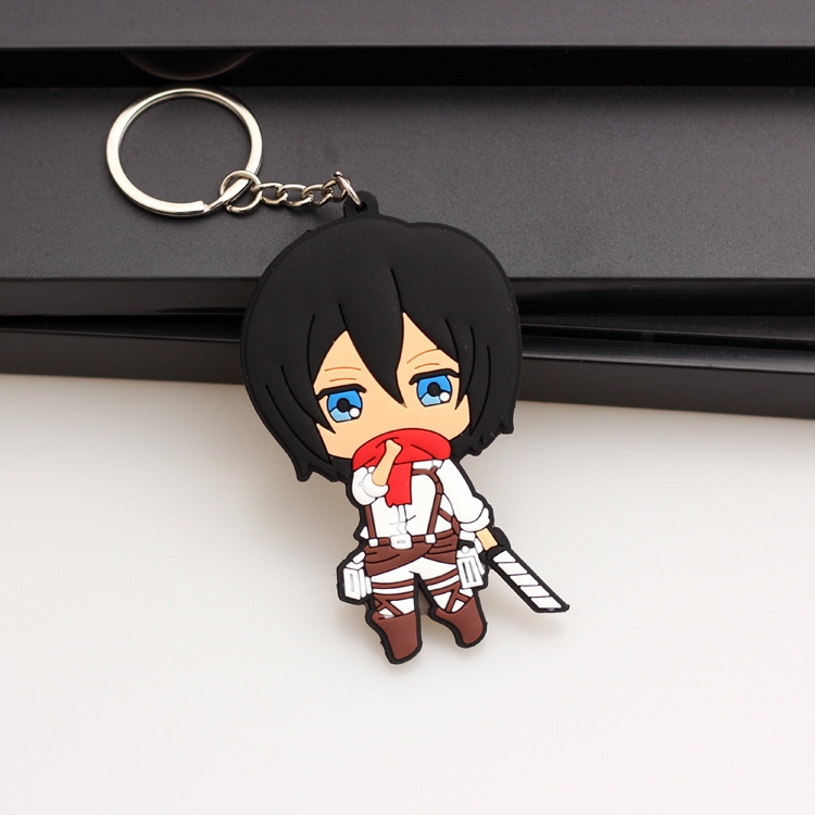 Shingeki no Kyojin Anime peripheral double-sided soft rubber keychain PVC pendant 6-8cm price for 5 pcs