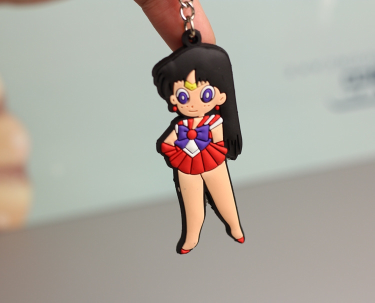 sailormoon Anime peripheral double-sided soft rubber keychain PVC pendant 6-8cm price for 5 pcs