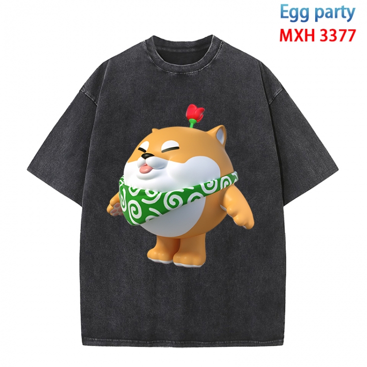 Egg Party Anime peripheral pure cotton washed and worn T-shirt from S to 4XL MXH-3377