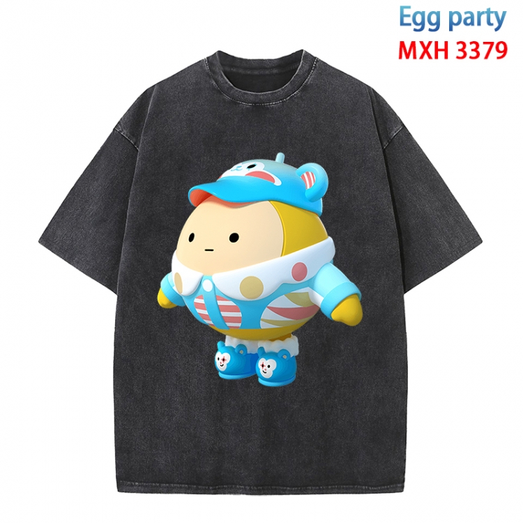 Egg Party Anime peripheral pure cotton washed and worn T-shirt from S to 4XL  MXH-3379