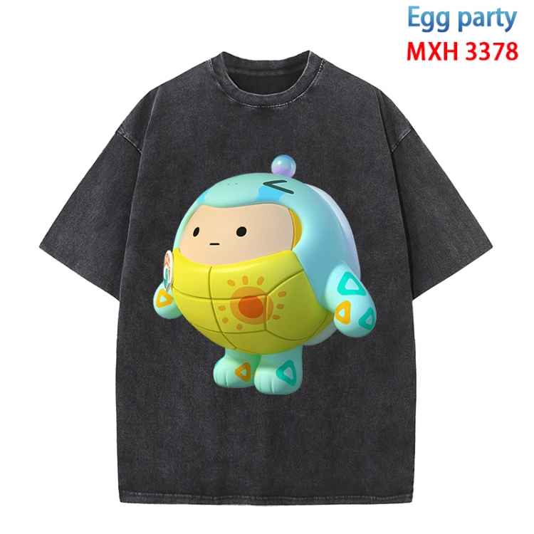 Egg Party Anime peripheral pure cotton washed and worn T-shirt from S to 4XL MXH-3378