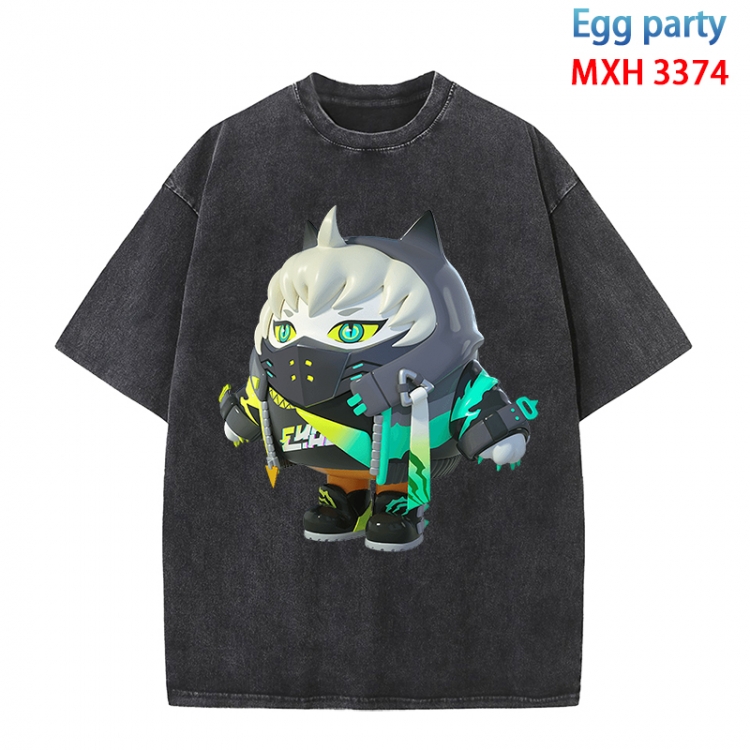 Egg Party Anime peripheral pure cotton washed and worn T-shirt from S to 4XL MXH-3374