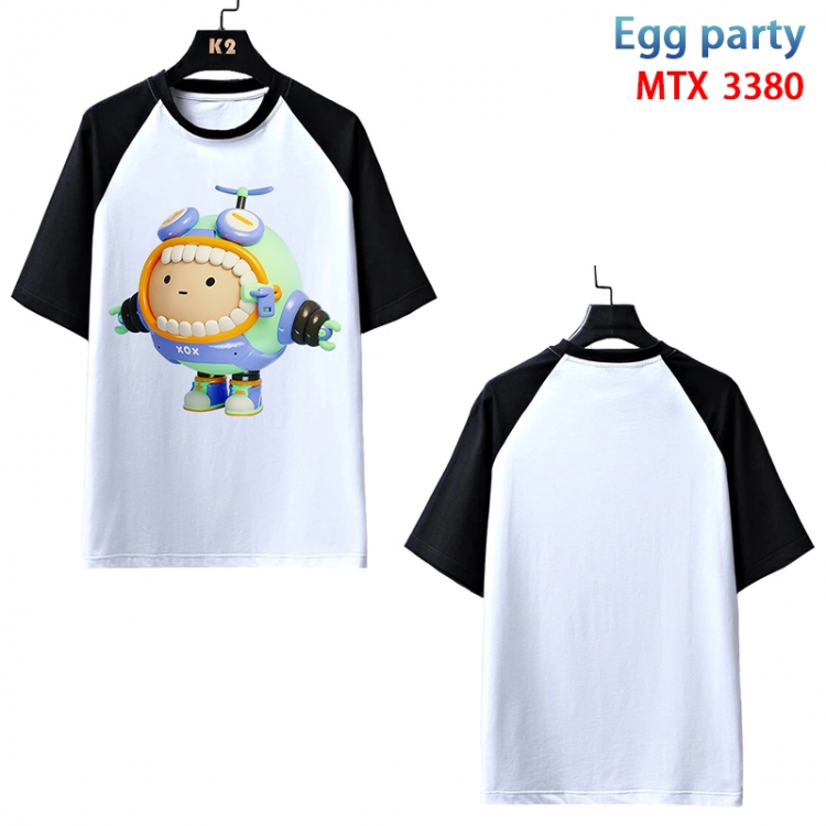 Egg Party Anime raglan sleeve cotton T-shirt from XS to 3XL MTX-3380-3