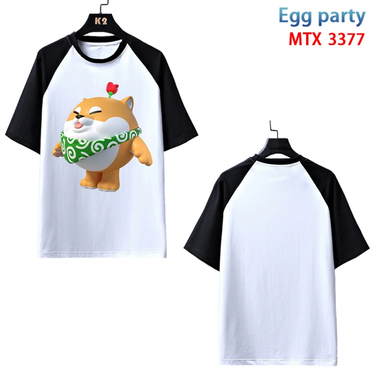 Egg Party Anime raglan sleeve cotton T-shirt from XS to 3XL  MTX-3377-3