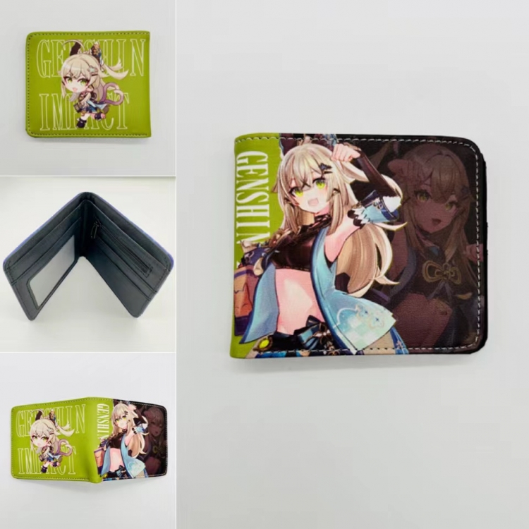 Genshin Impact Full color  Two fold short card case wallet 11X9.5CM