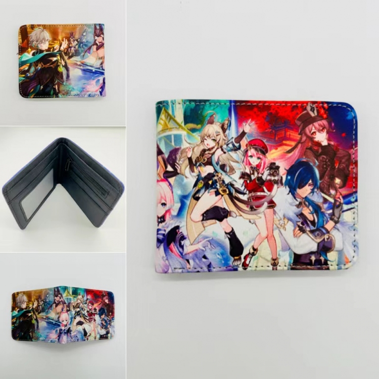 Genshin Impact Full color  Two fold short card case wallet 11X9.5CM